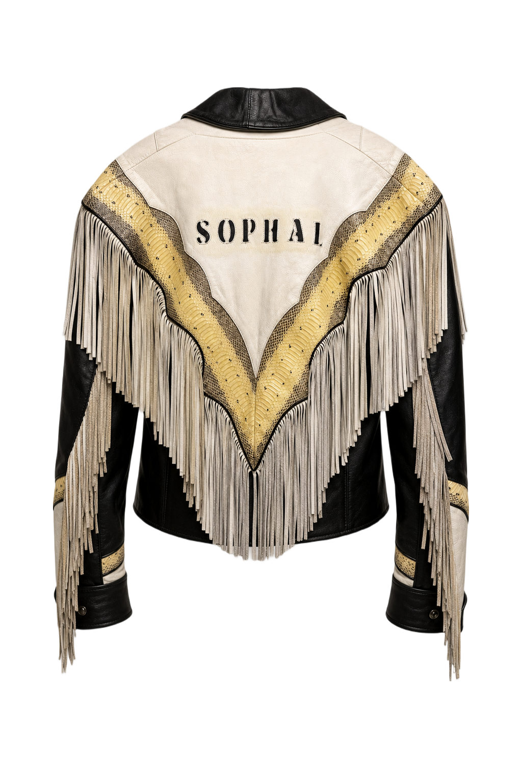 1990s White Leather Jacket - Back View