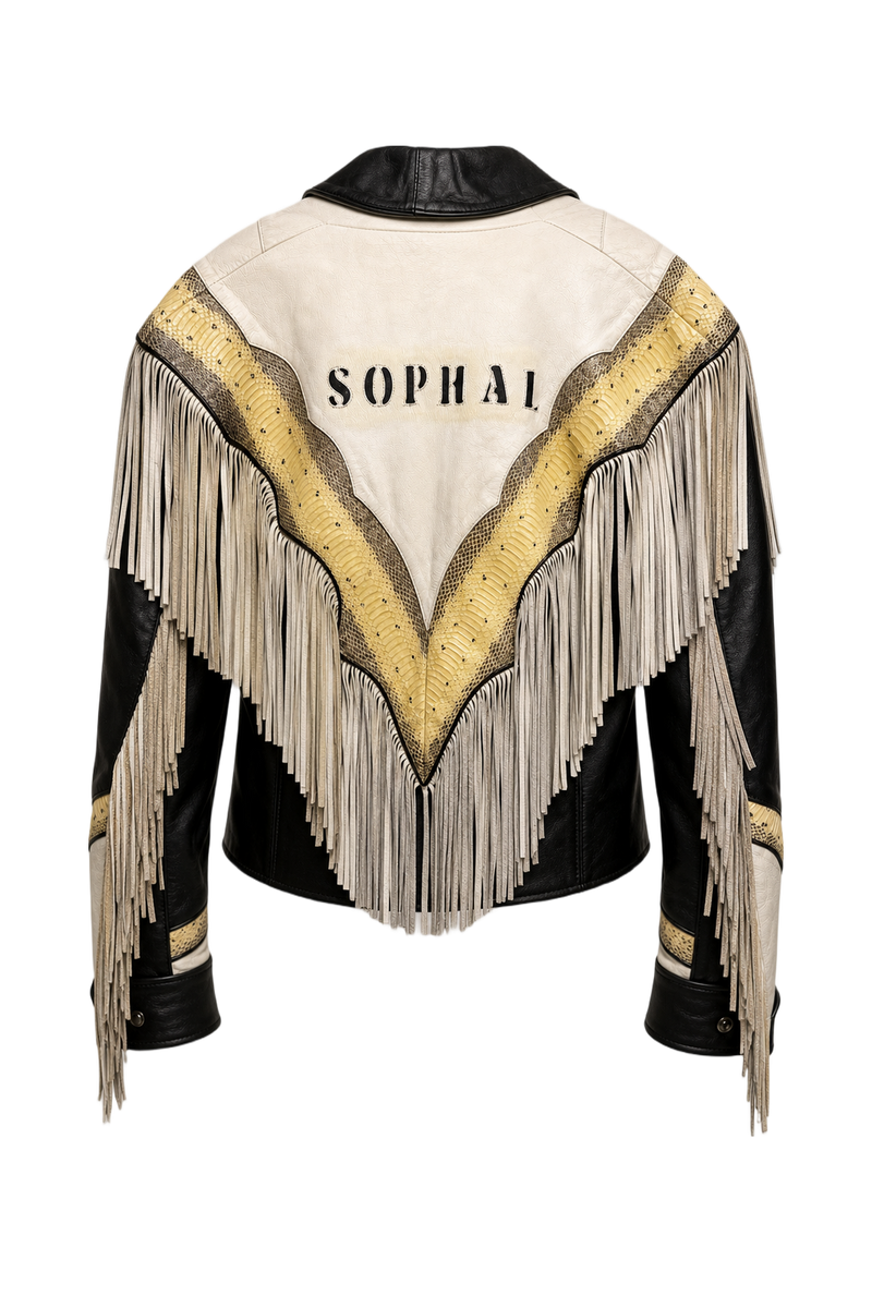 1990s White Leather Jacket - Back View