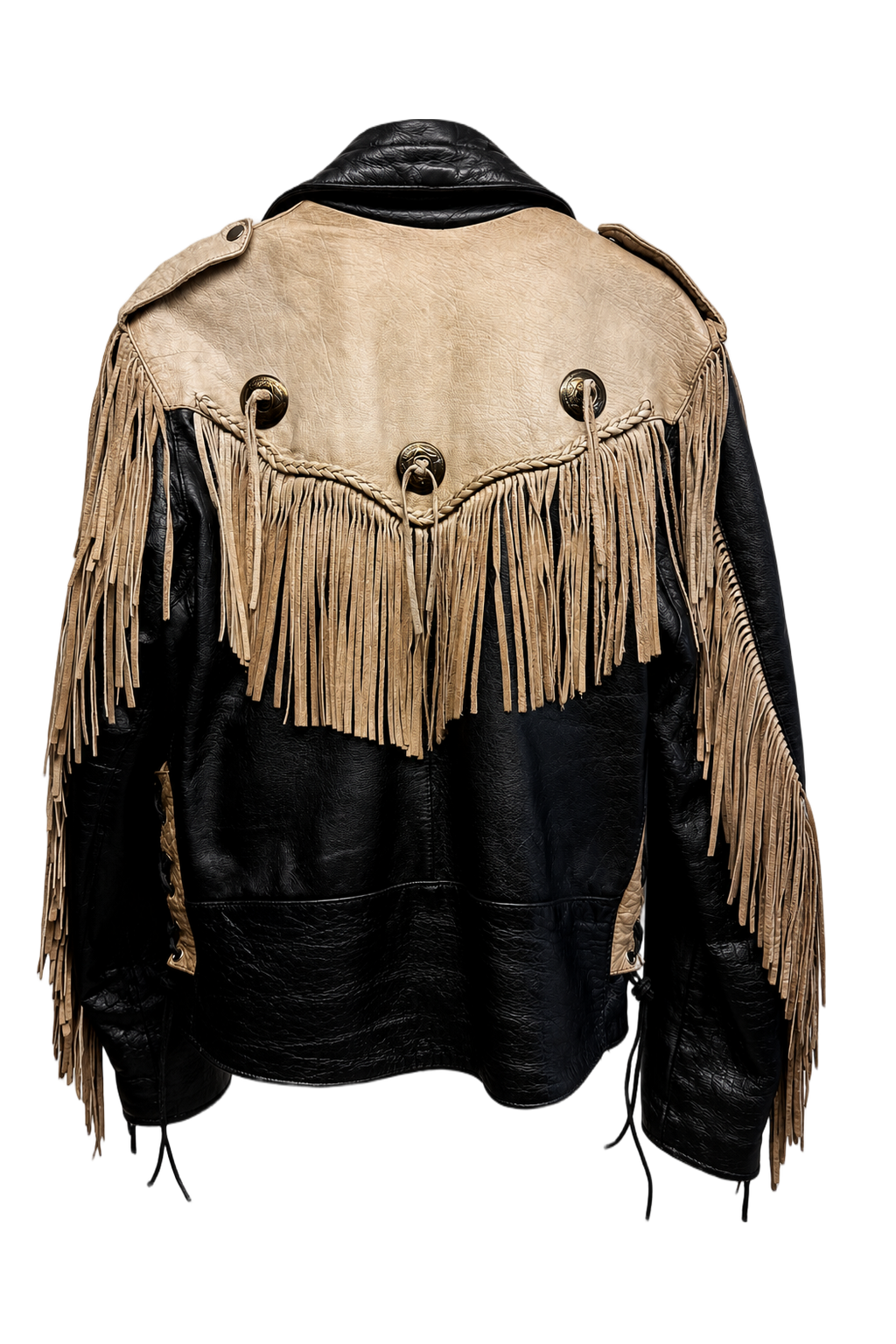 1970s Black Leather Jacket - Back View
