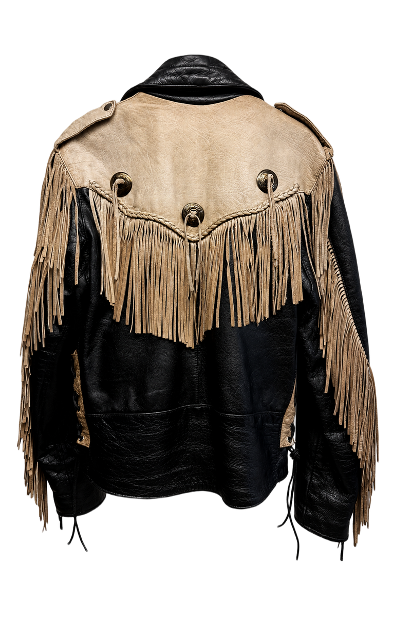 1970s Black Leather Jacket - Back View