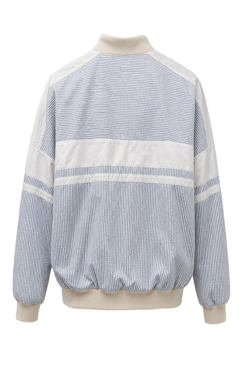1980s White Blue Cotton Jacket - Back View