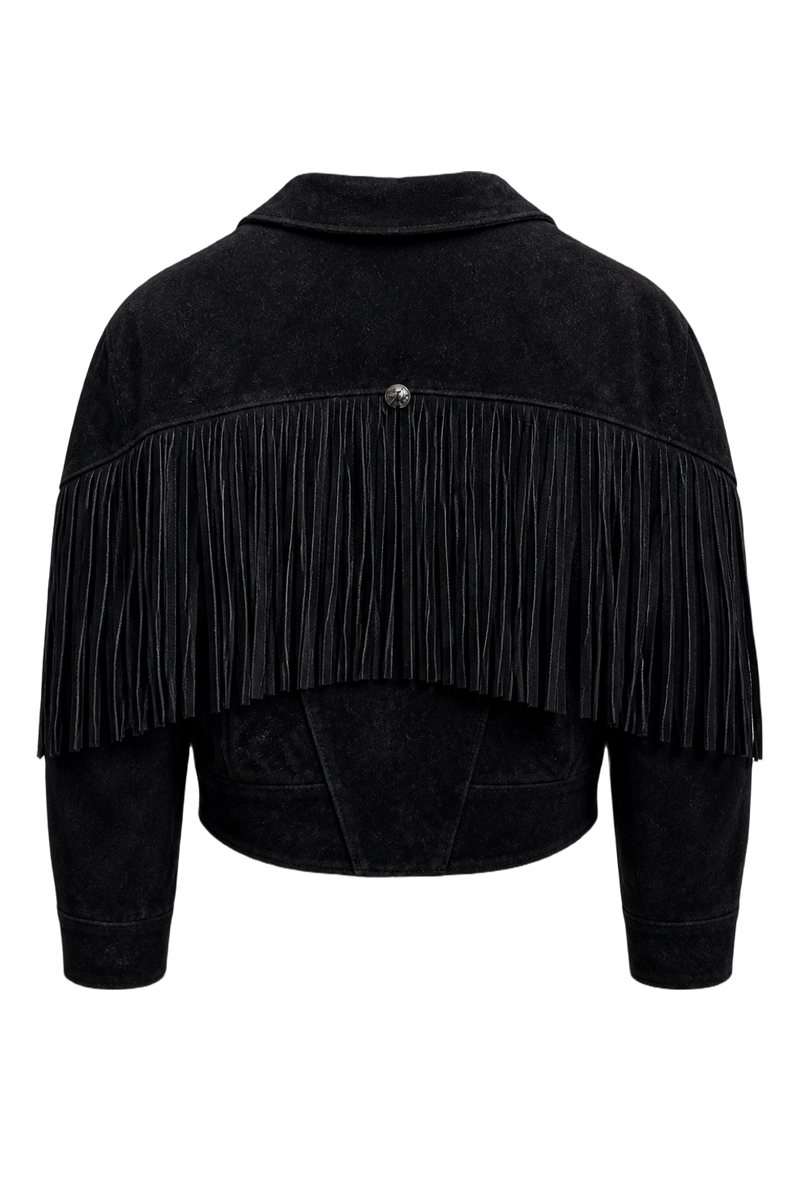 1970s Black Suede Jacket - Back View
