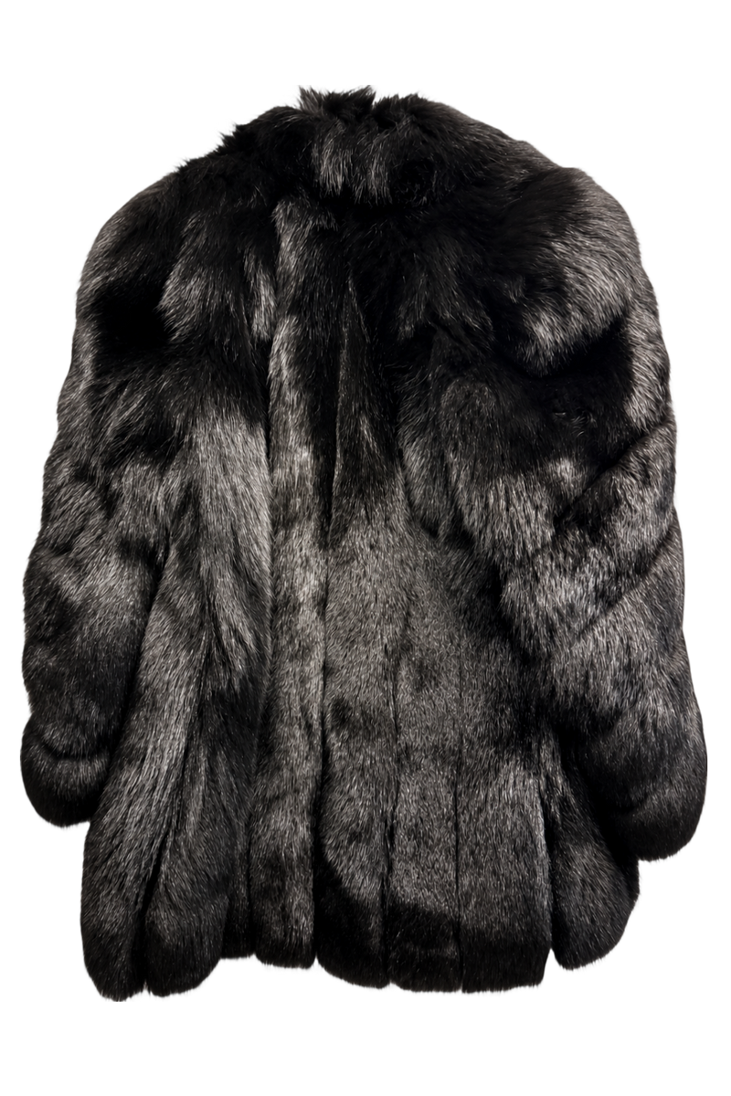 1980s Black Fur Coat - Back View