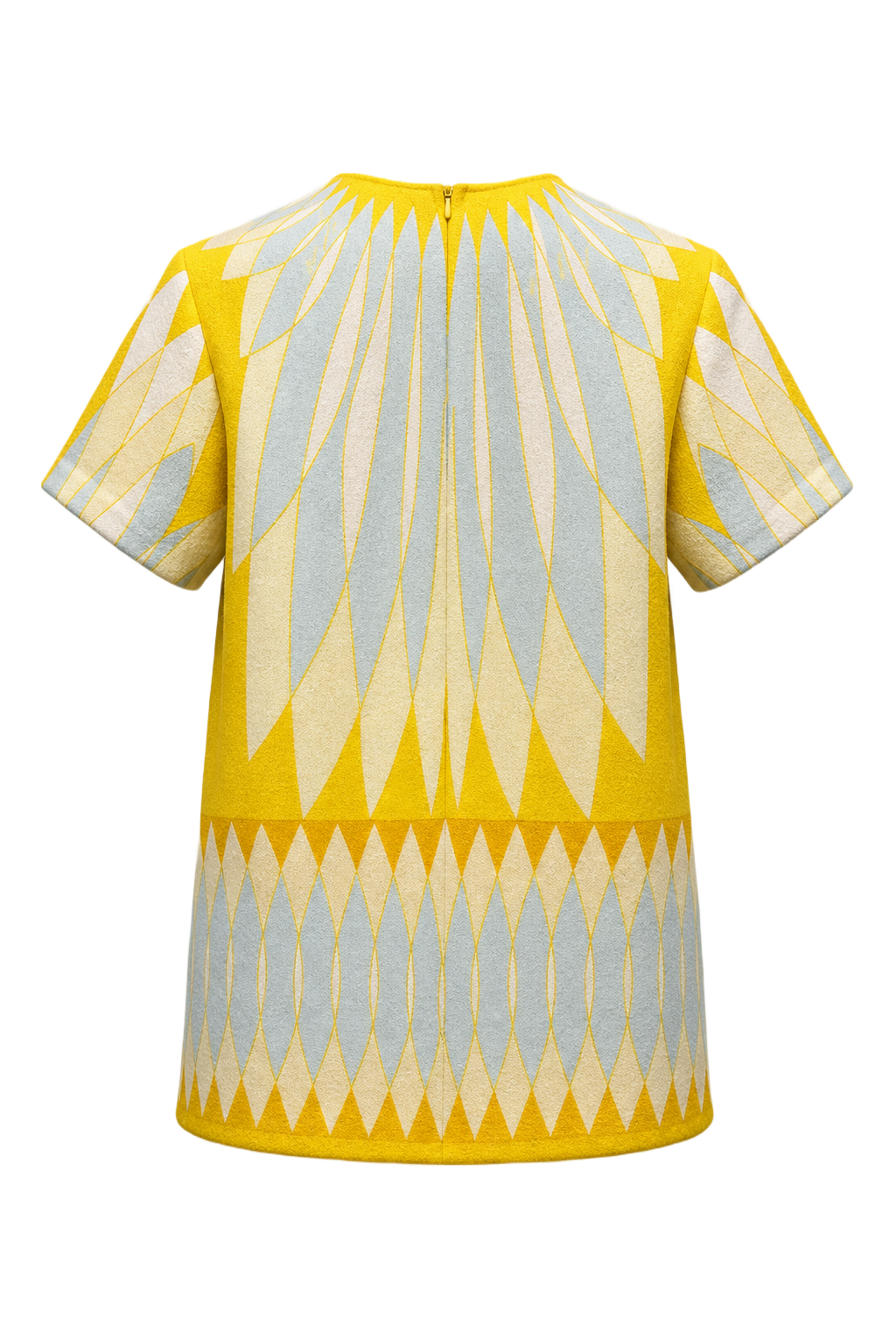 1960s Yellow Cotton Blend Tunic - Back View