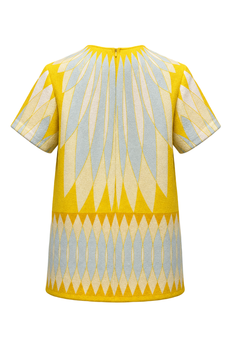 1960s Yellow Cotton Blend Tunic - Back View