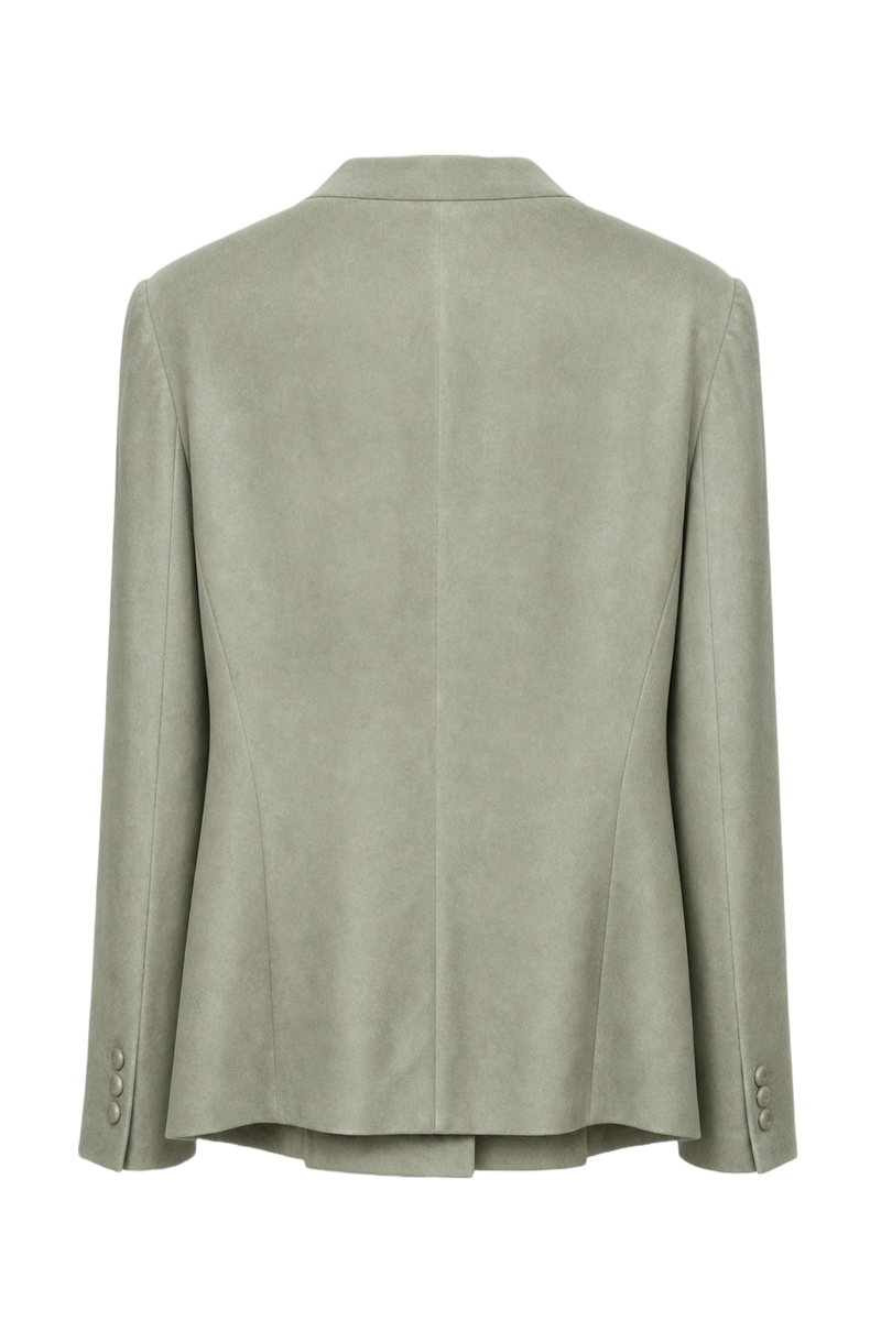 1990s Sage Green Suede Blazer - Back View
