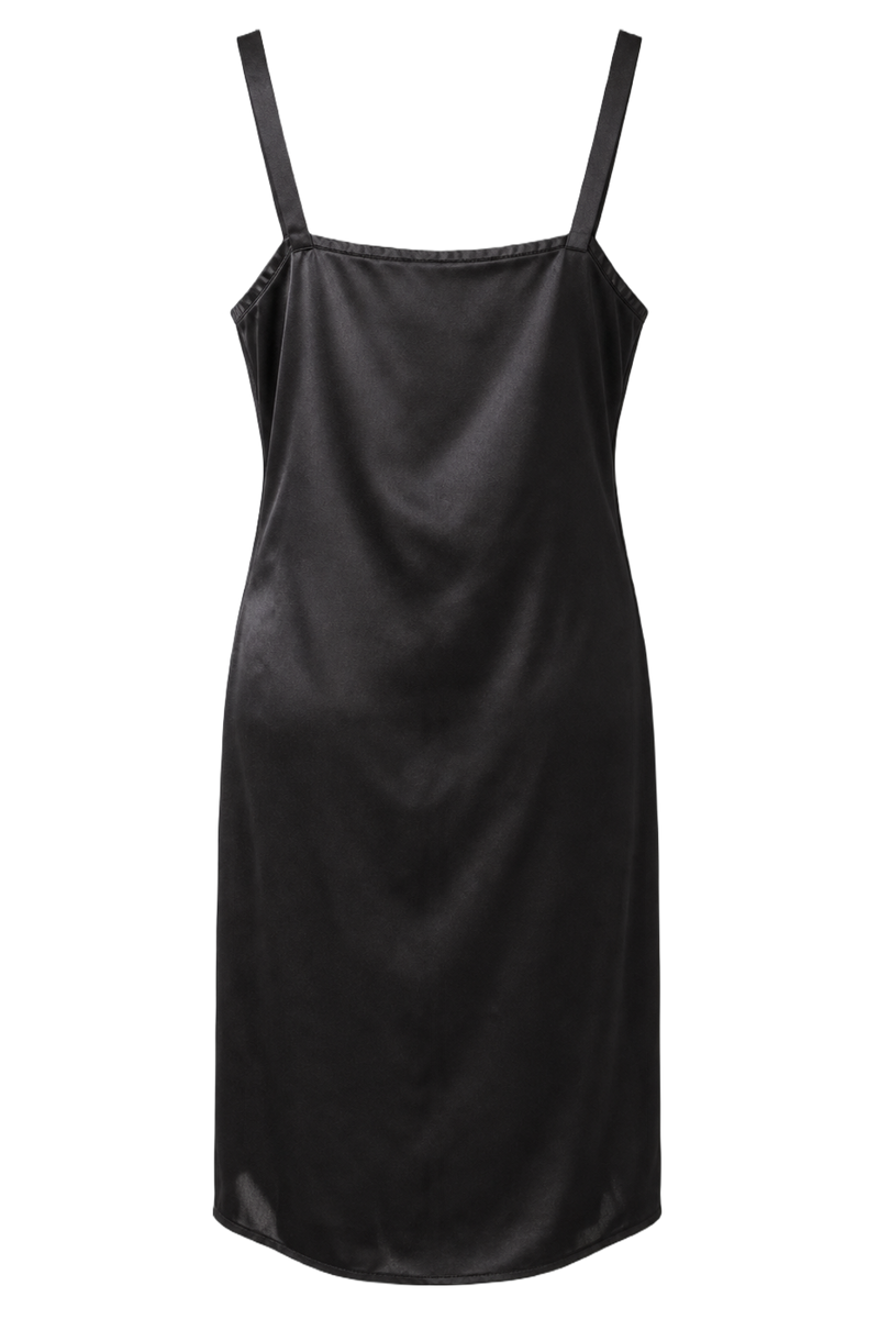 1990s Black Satin Slip Dress - Back View