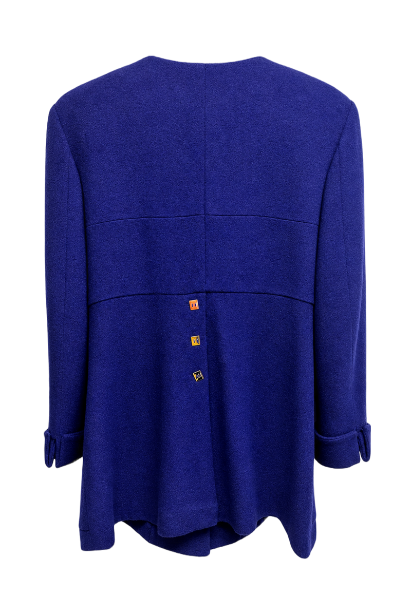 1970s Deep Blue Wool Blazer - Back View