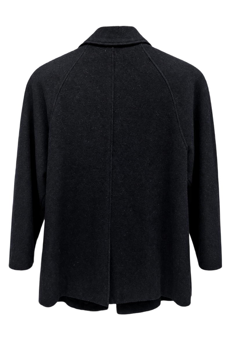 1970s Navy Blue Wool Blazer - Back View