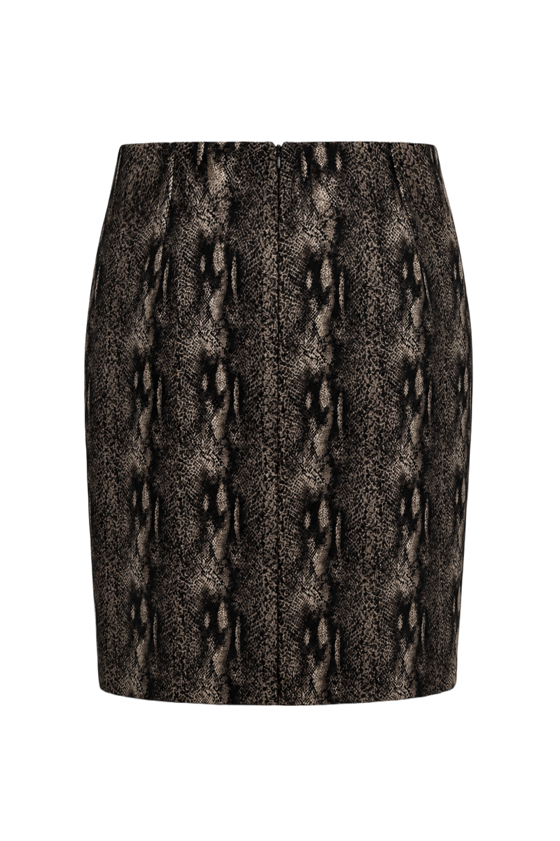 1990s Taupe Polyester Skirt - Back View