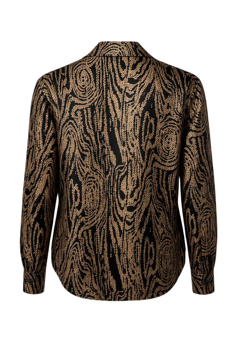 1990s Gold Polyester Blouse - Back View