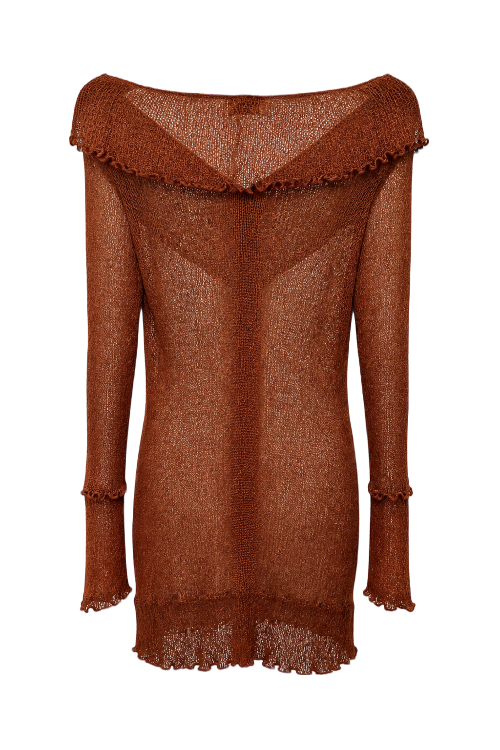 1990s Rust Brown Synthetic Sweater - Back View