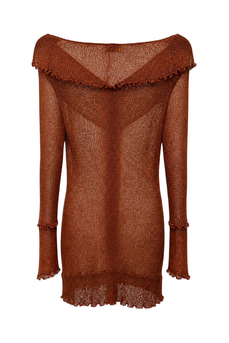 1990s Rust Brown Synthetic Sweater - Back View