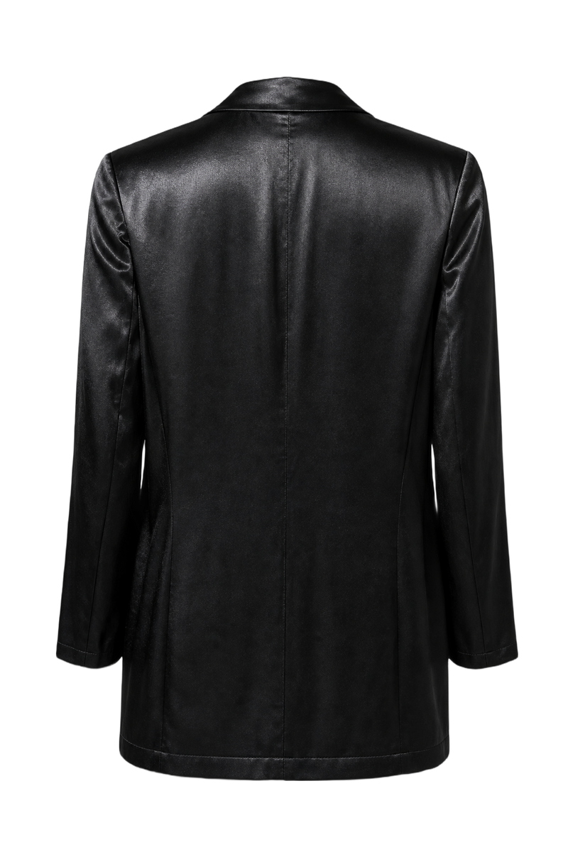 1990s Black Silk-like Womens Blazer - Back View