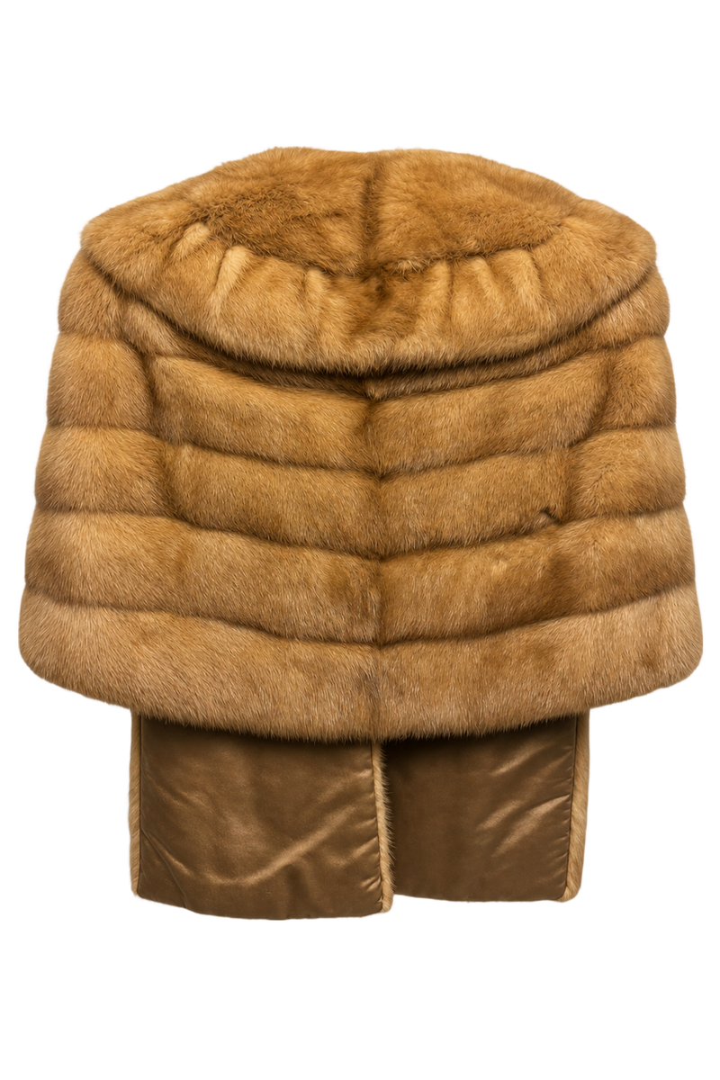 1950s Light Brown Fur Coat - Back View