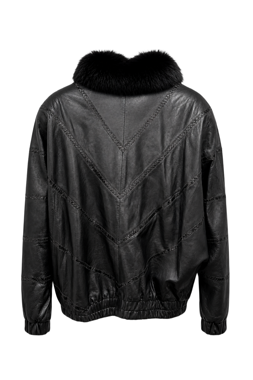 1990s Black Leather Jacket - Back View