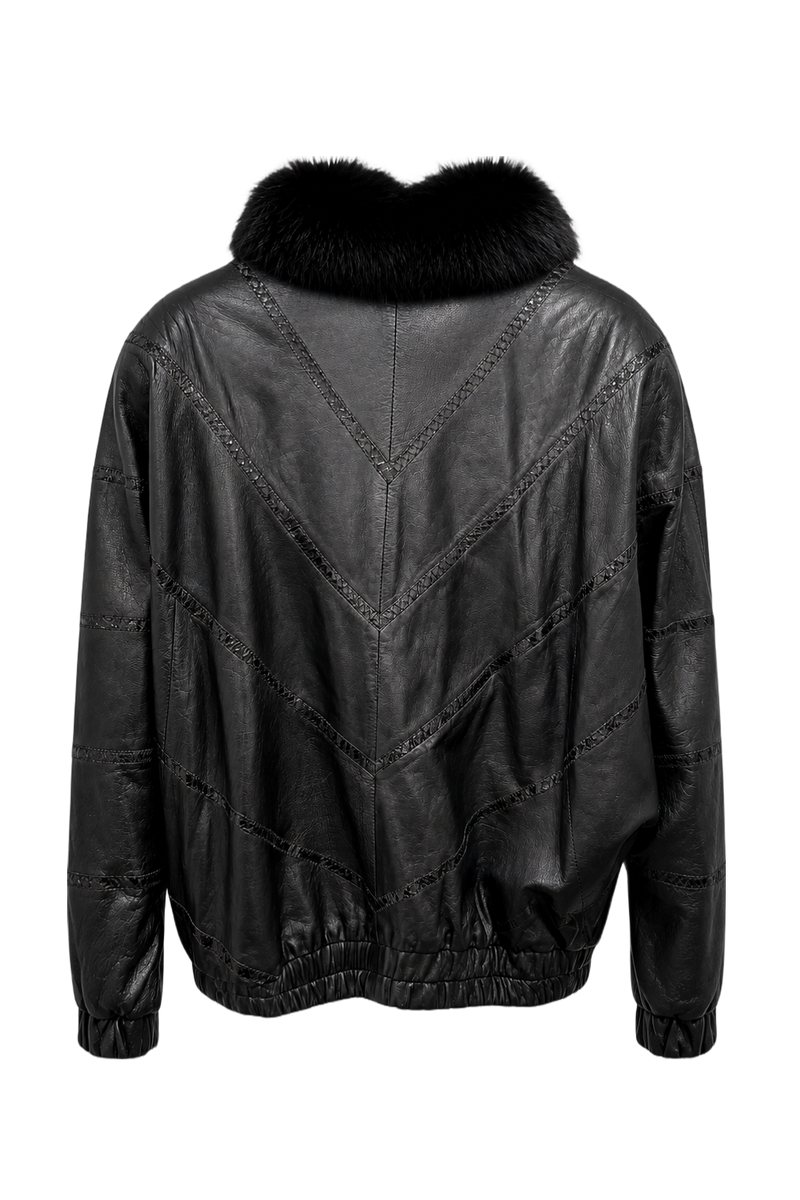 1990s Black Leather Jacket - Back View