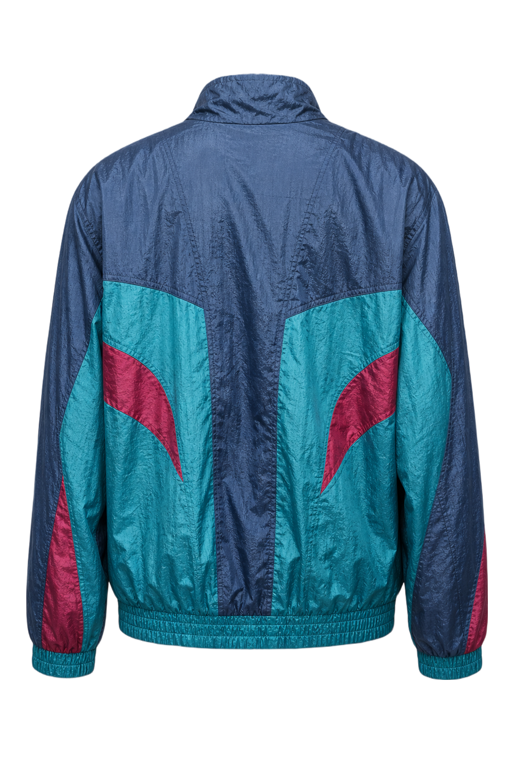 1980s Teal Magenta Nylon Jacket - Back View