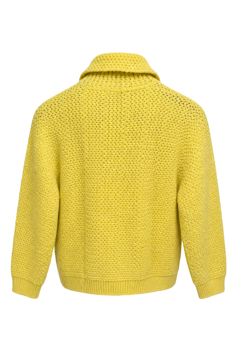 1960s Yellow Wool Cardigan - Back View