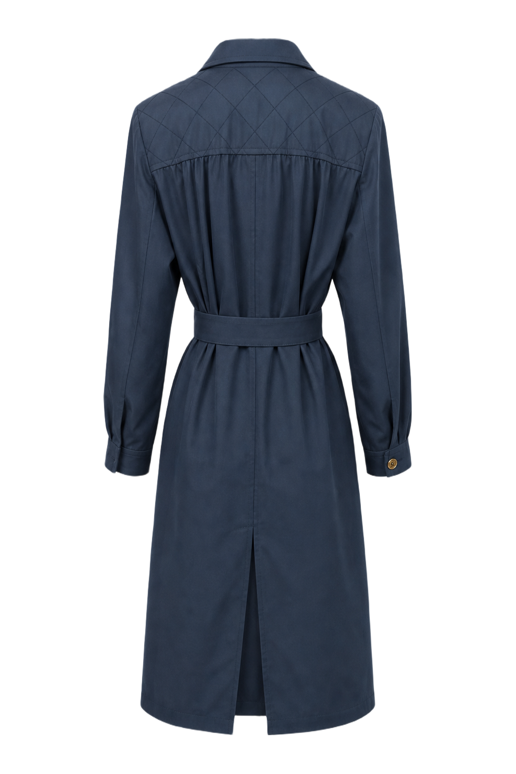 1980s Navy Blue Nylon Trench Coat - Back View