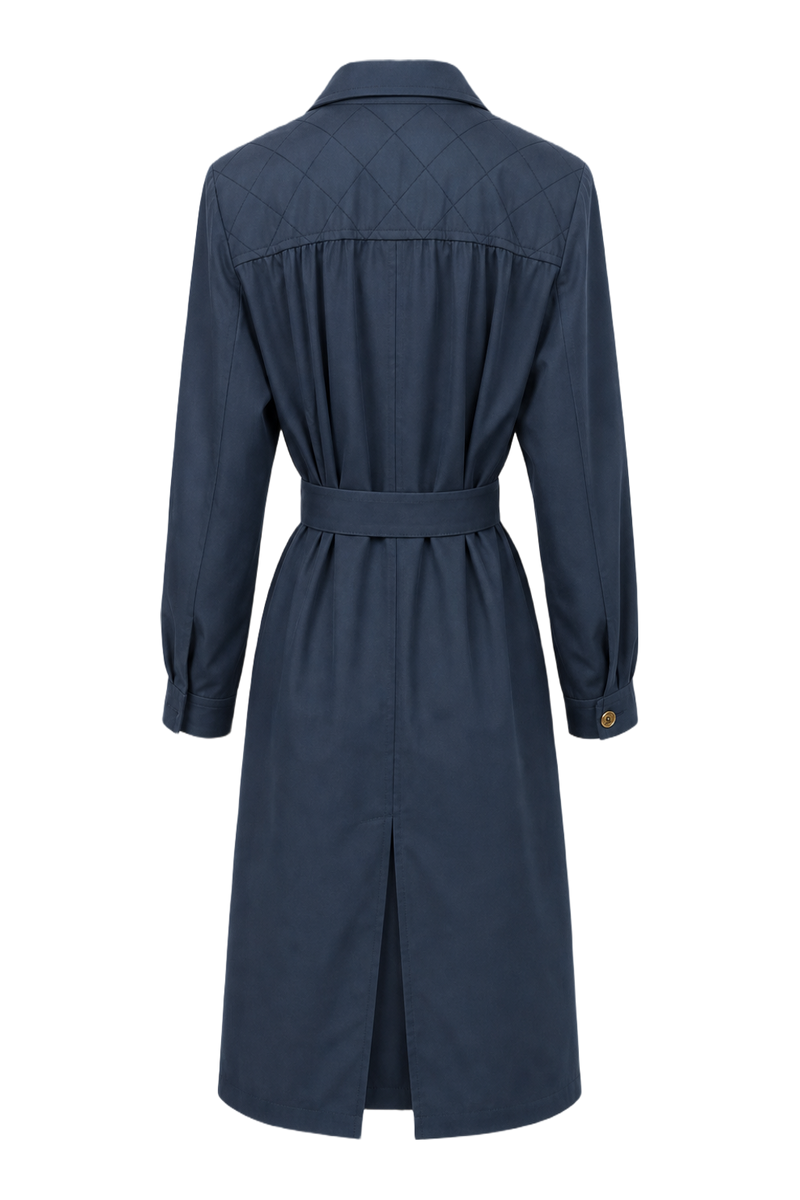 1980s Navy Blue Nylon Trench Coat - Back View