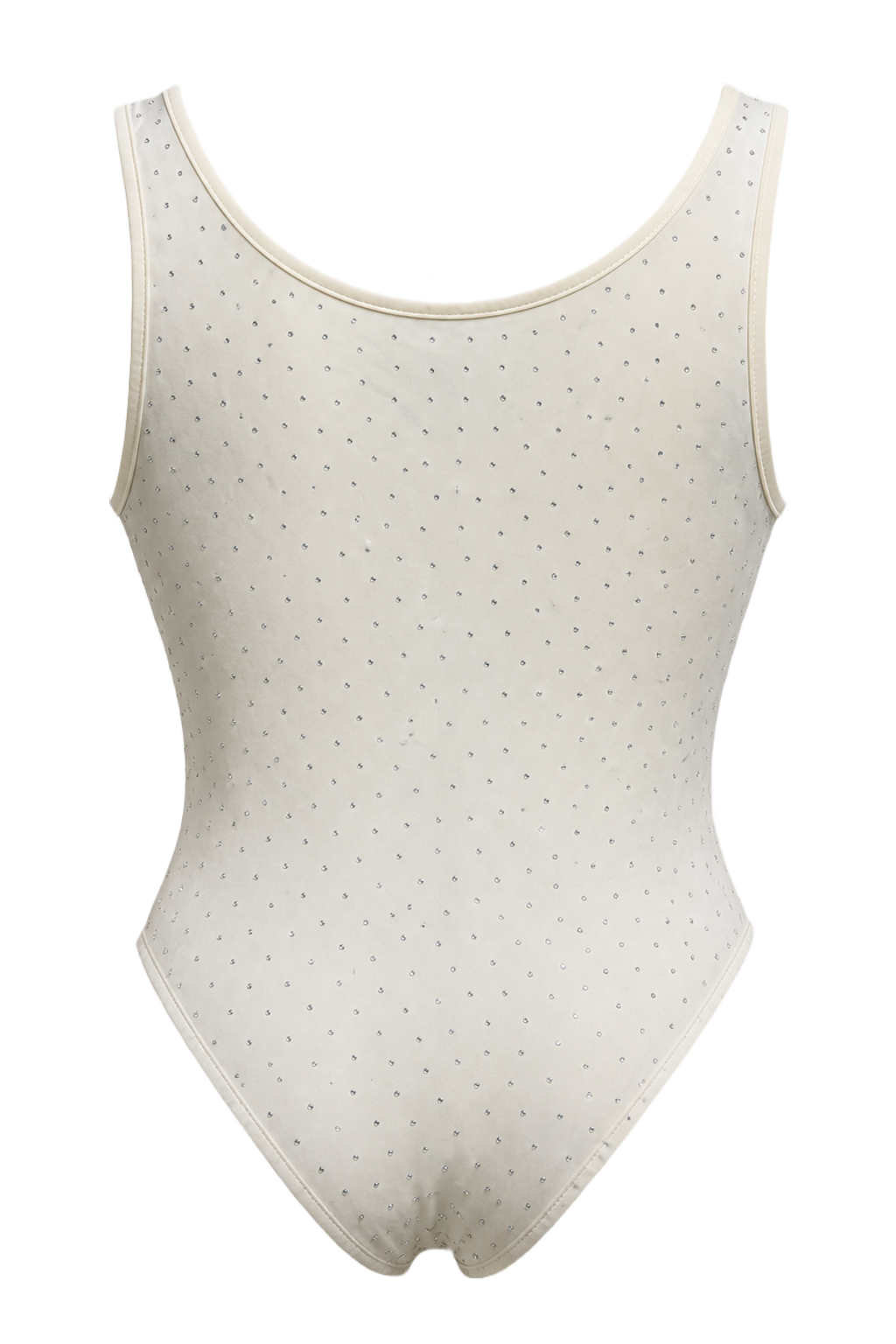 1980s Cream White Cotton Blend Bodysuit - Back View
