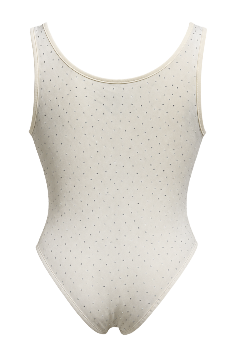 1980s Cream White Cotton Blend Bodysuit - Back View
