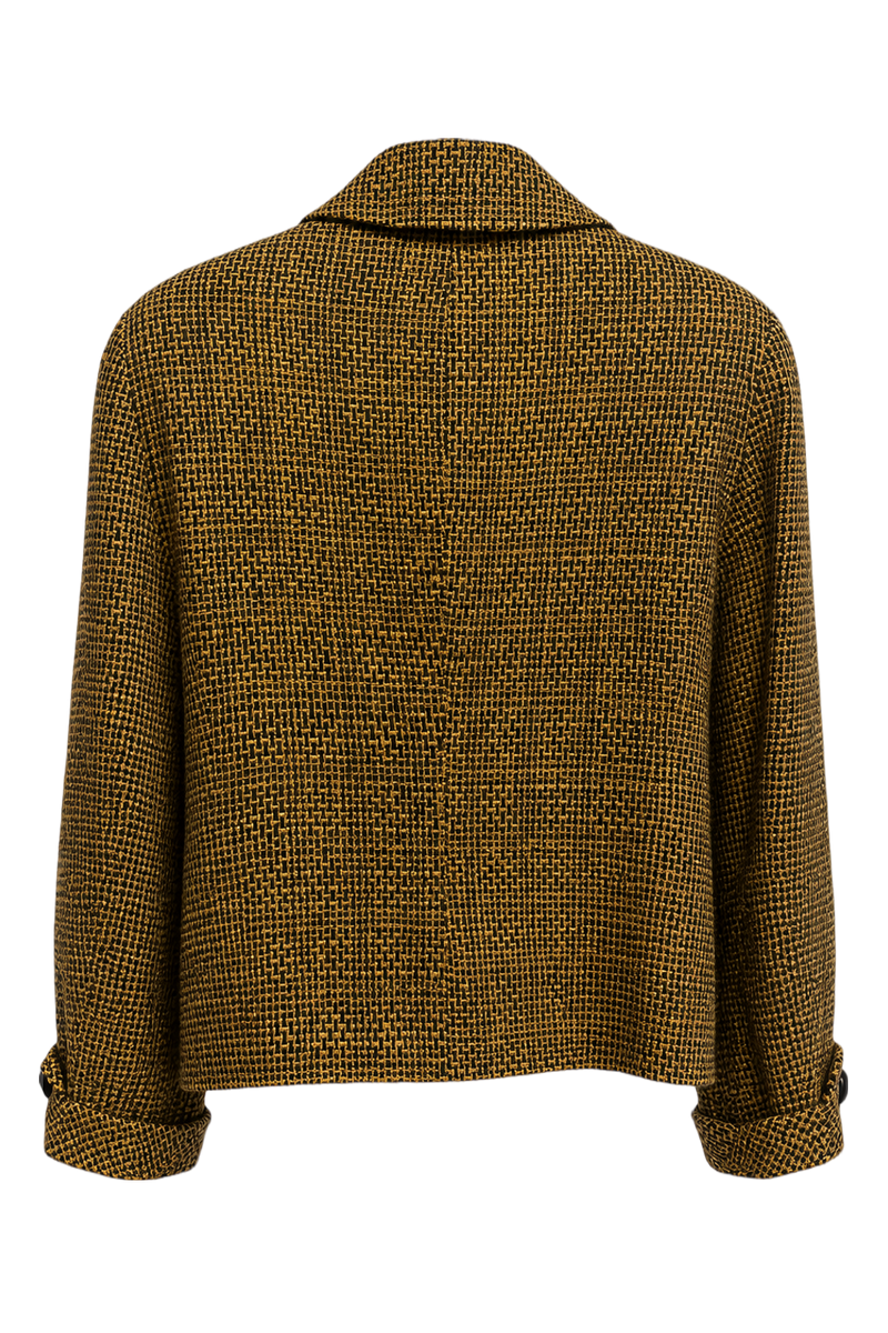 1980s Mustard Yellow Wool Blend Jacket - Back View