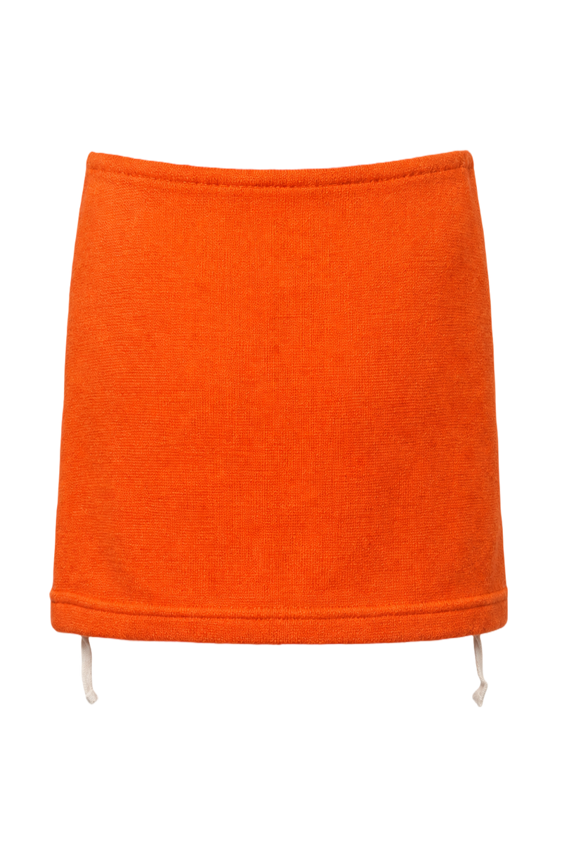 1990s Bright Orange Wool Skirt - Back View
