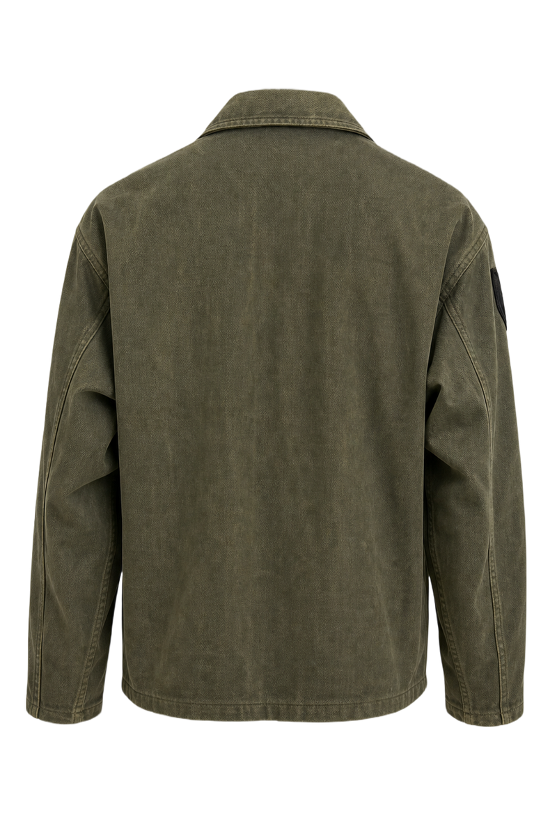 1940s Olive Green Cotton Jacket - Back View