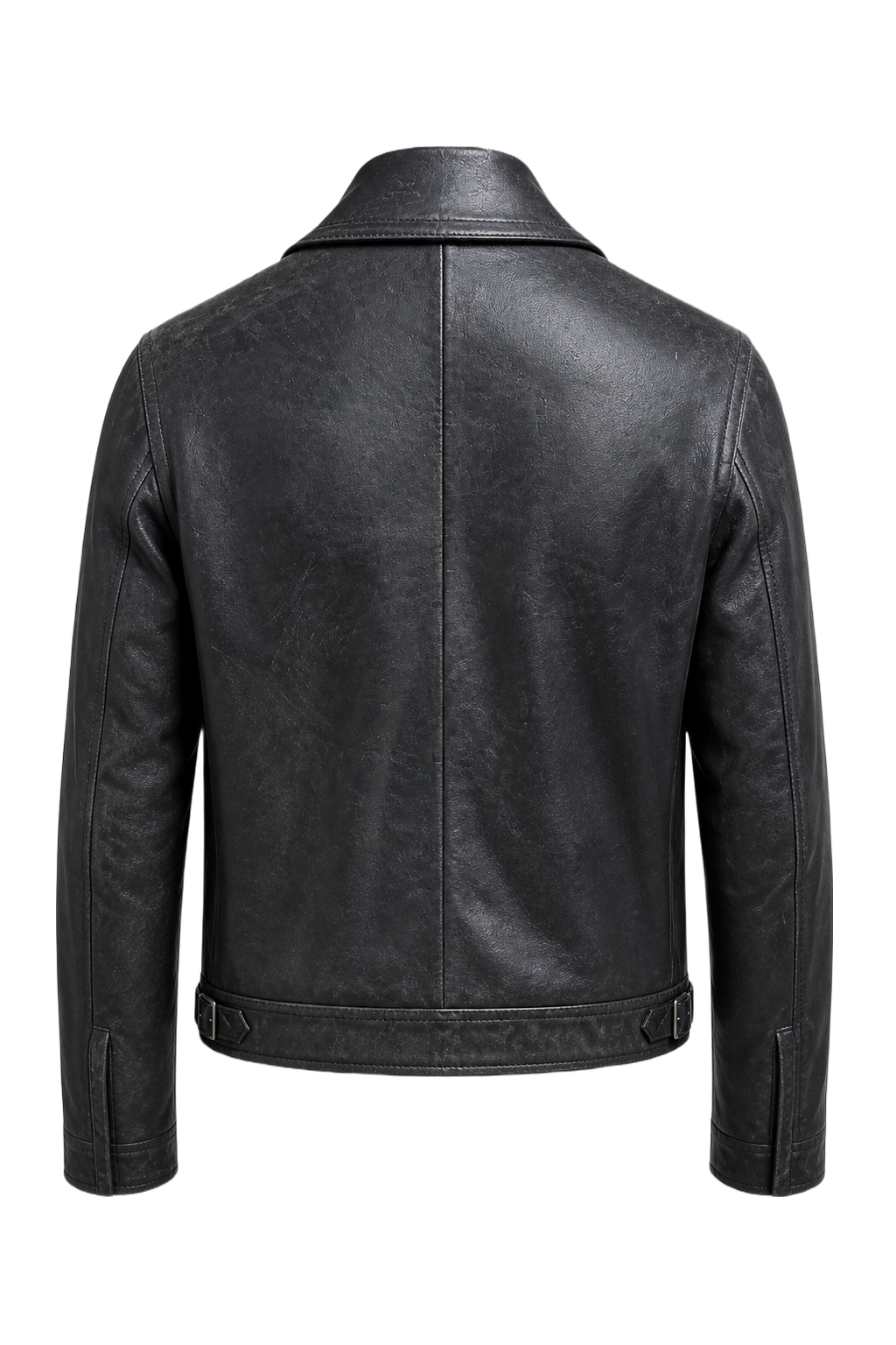 1930s Black Leather Jacket - Back View