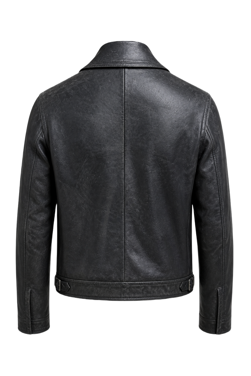 1930s Black Leather Jacket - Back View