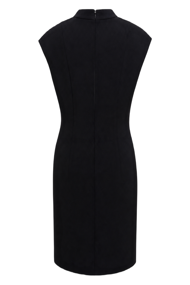 1970s Black Polyester Dress - Back View