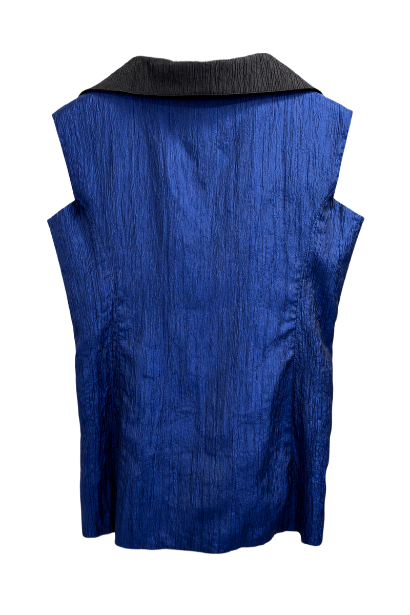 1990s Blue Polyester Vest - Back View