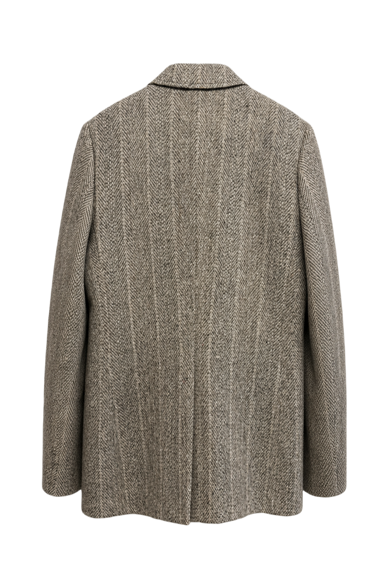 1980s Grey Wool Blazer - Back View