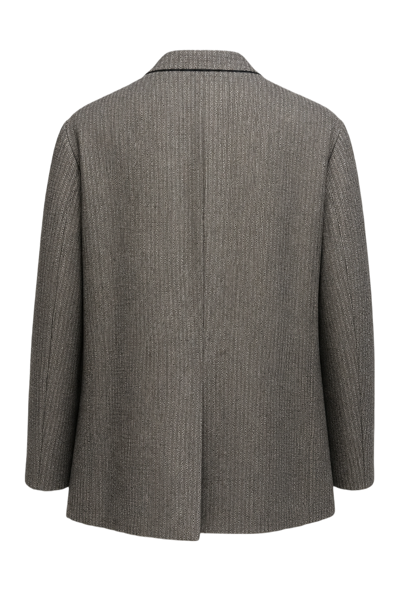 1980s Gray Wool Houndstooth Blazer - Back View
