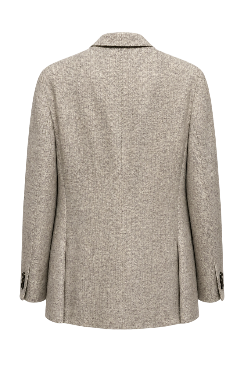 1980s Light Grey Wool Blazer - Back View