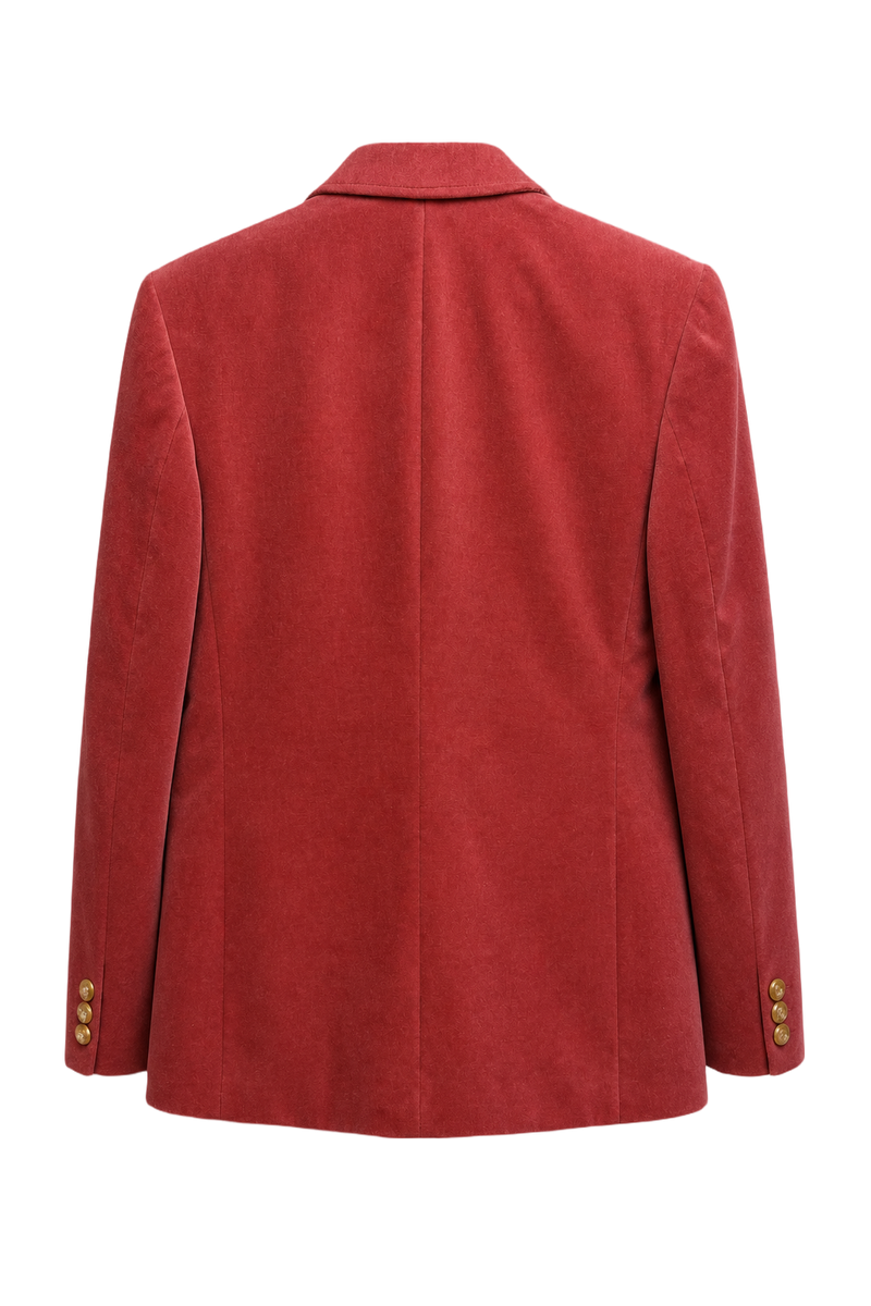 1980s Dusty Rose Cotton Blend Blazer - Back View