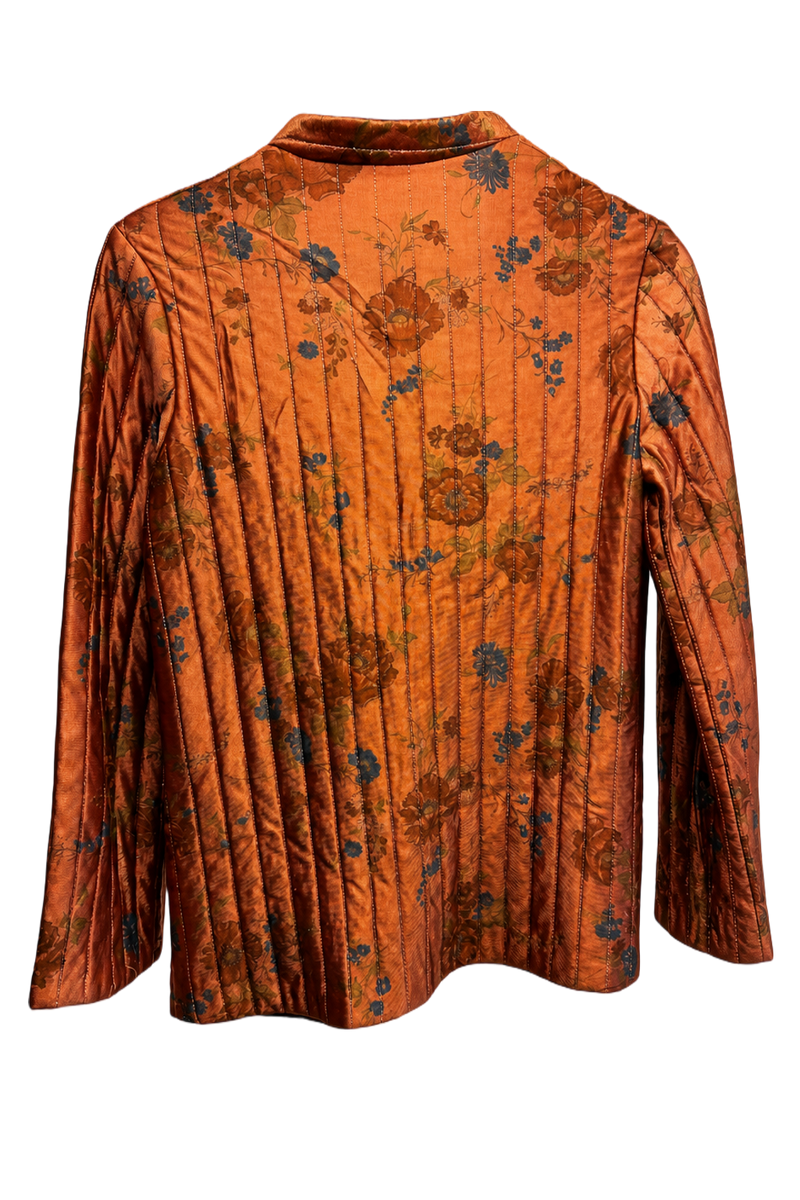 1970s Burnt Orange Synthetic Blend Jacket - Back View