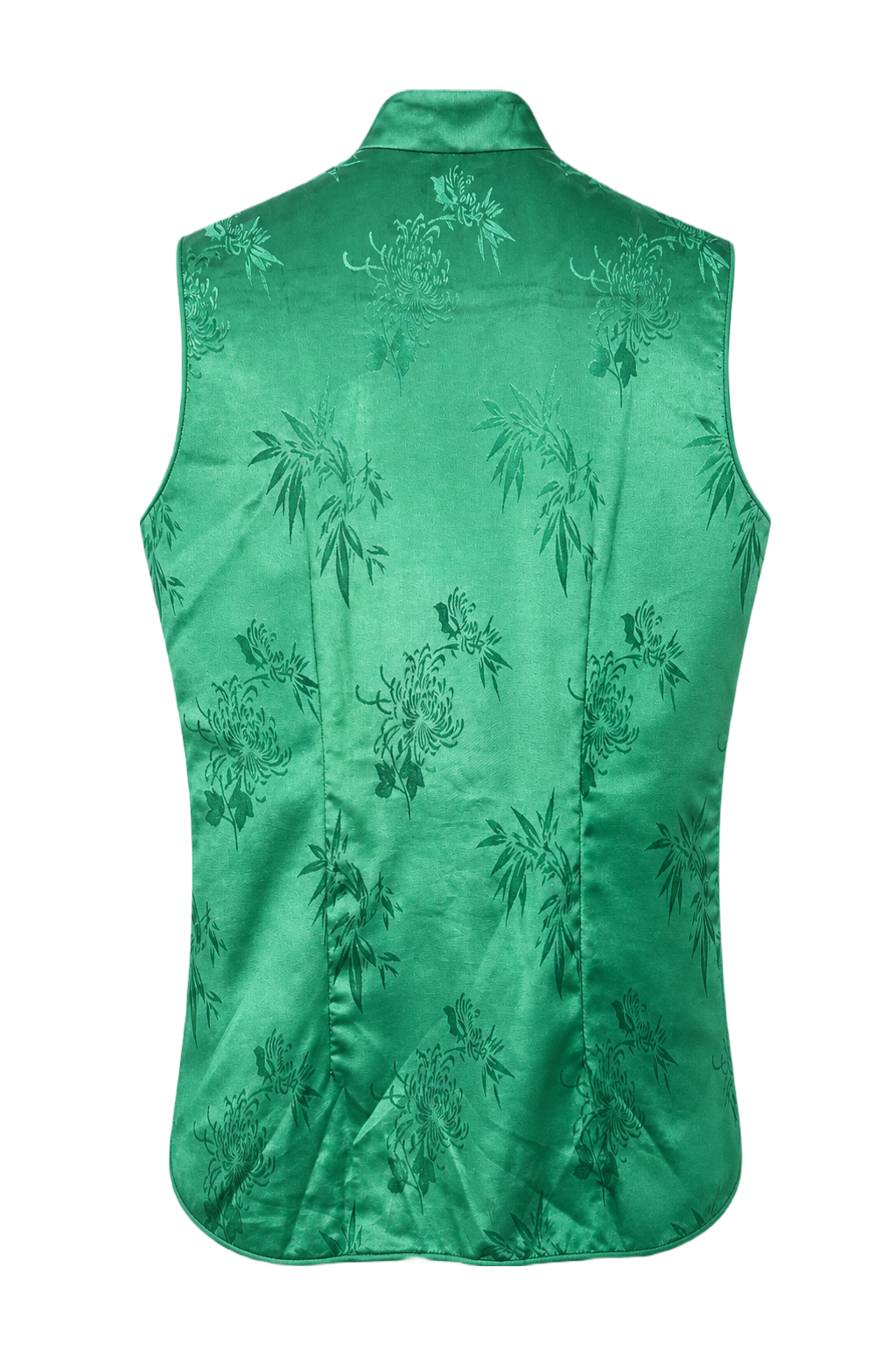 1970s Emerald Green Satin Vest - Back View