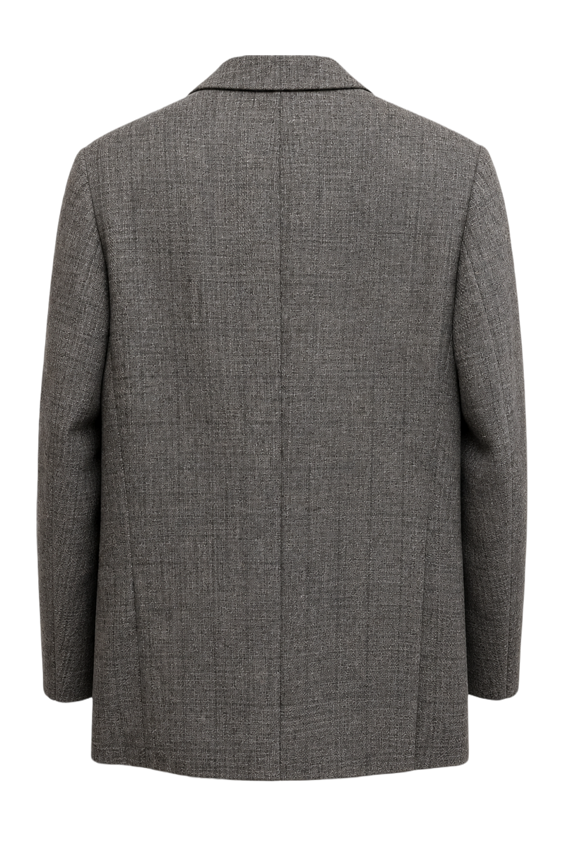 1970s Gray Wool Blend Blazer - Back View