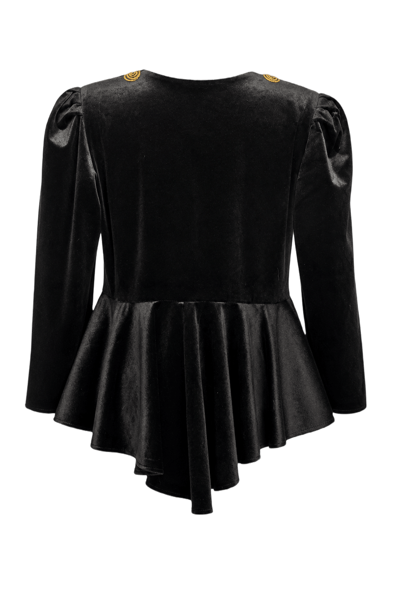 1980s Black Velvet Top - Back View