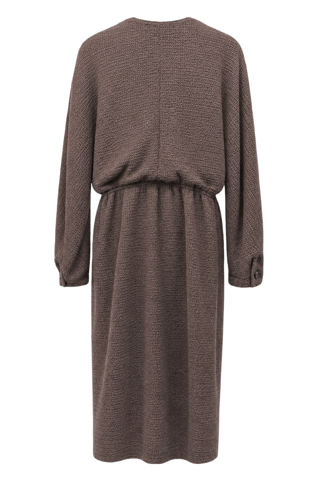 1970s Brown Wool Blend Dress - Back View