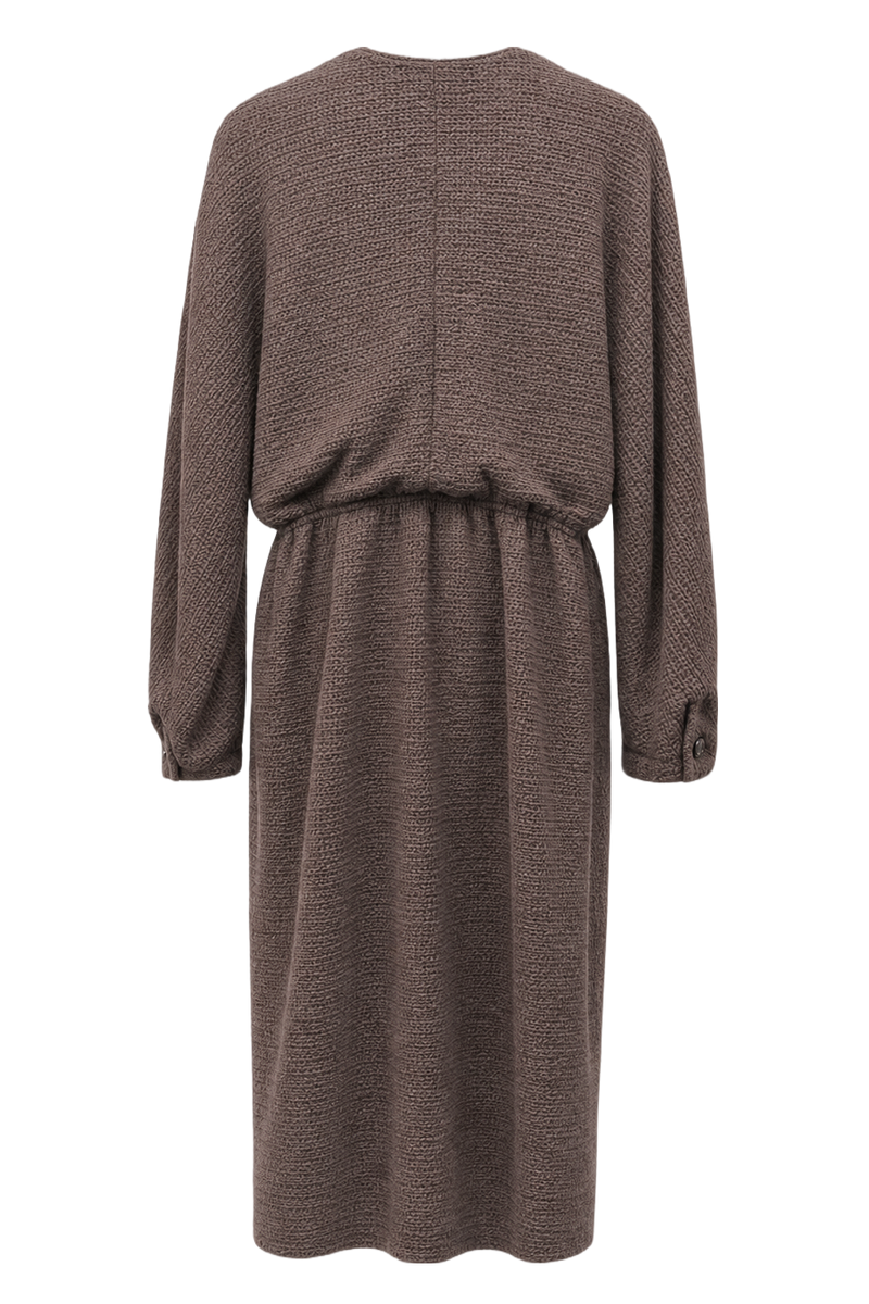 1970s Brown Wool Blend Dress - Back View