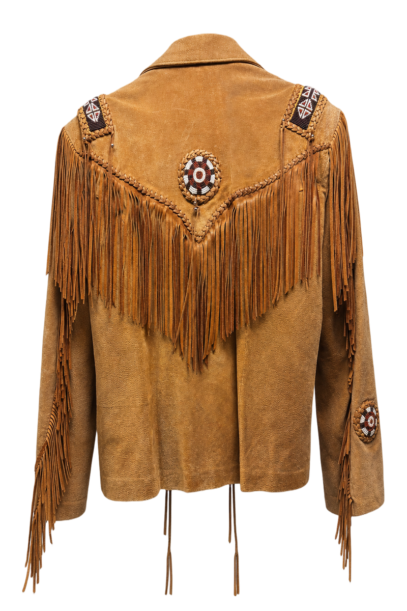 1970s Tan Brown Suede Jacket - Back View