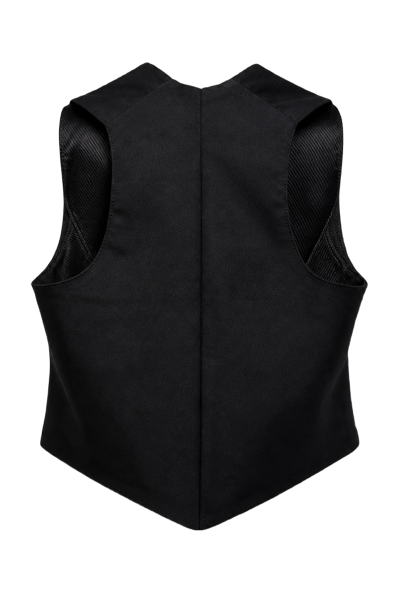 1990s Black Wool Vest - Back View