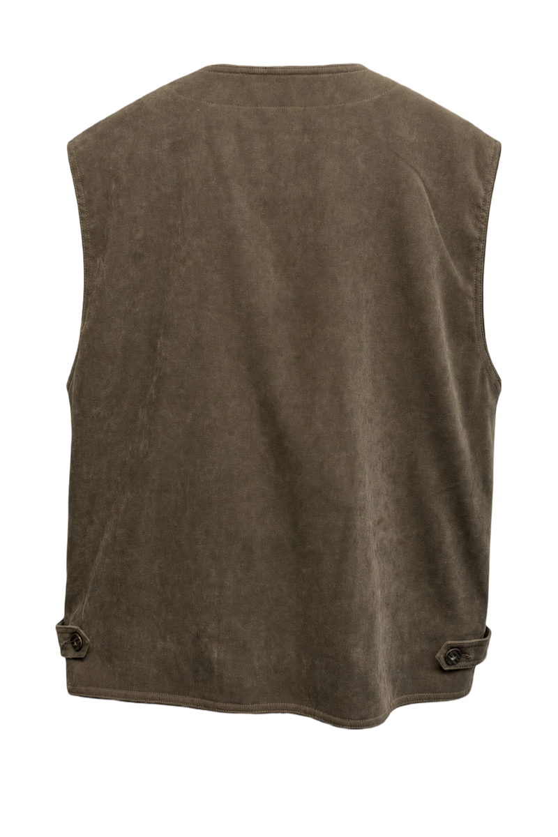 1990s Olive Green Cotton Blend Vest - Back View