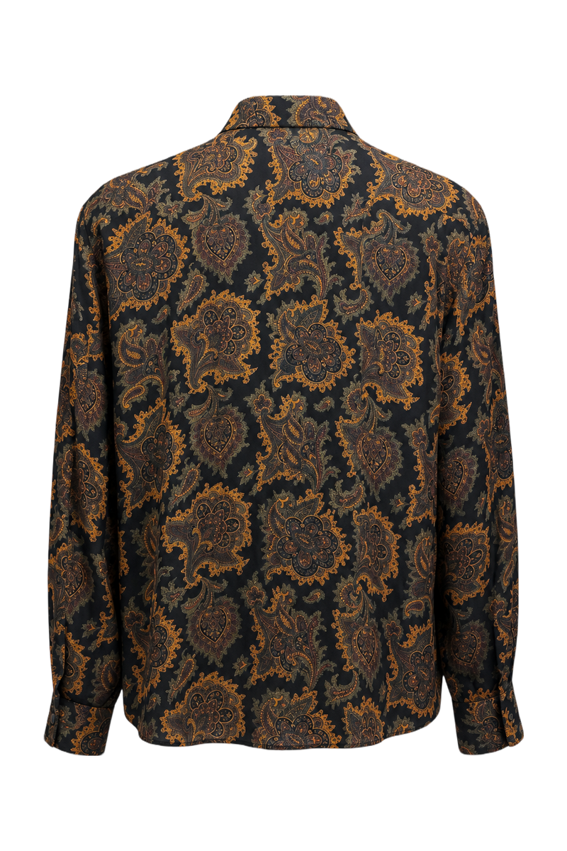 1970s Black Synthetic Blend Blouse - Back View