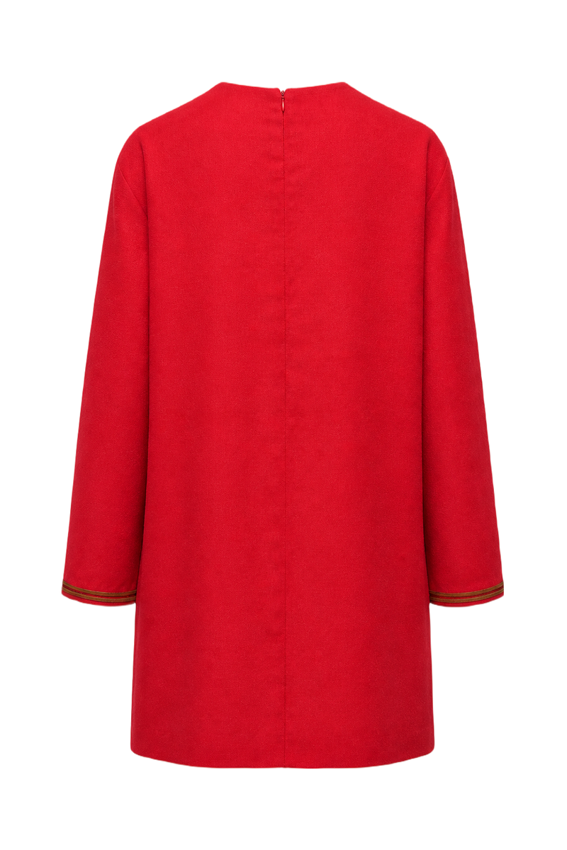 1970s Red Wool Blend Dress - Back View