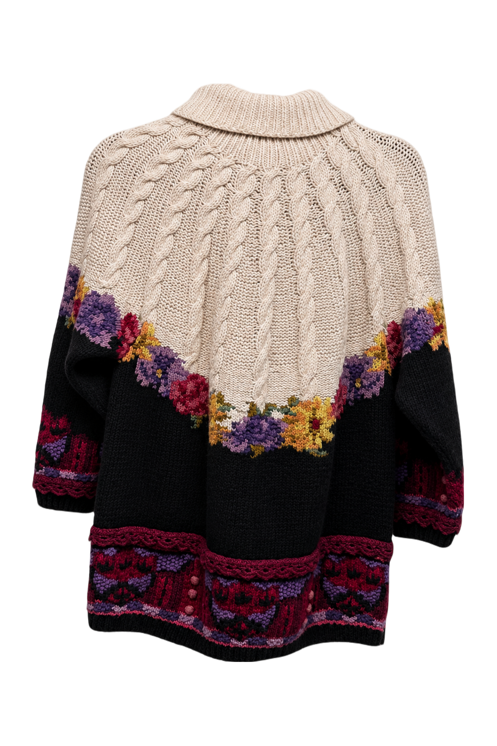 1970s Cream Wool Blend Cardigan - Back View
